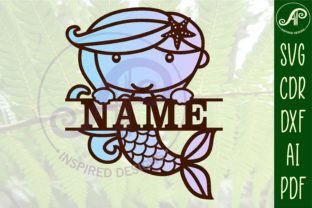 Mermaid Shape Name Sign SVG Cut File · Creative Fabrica
