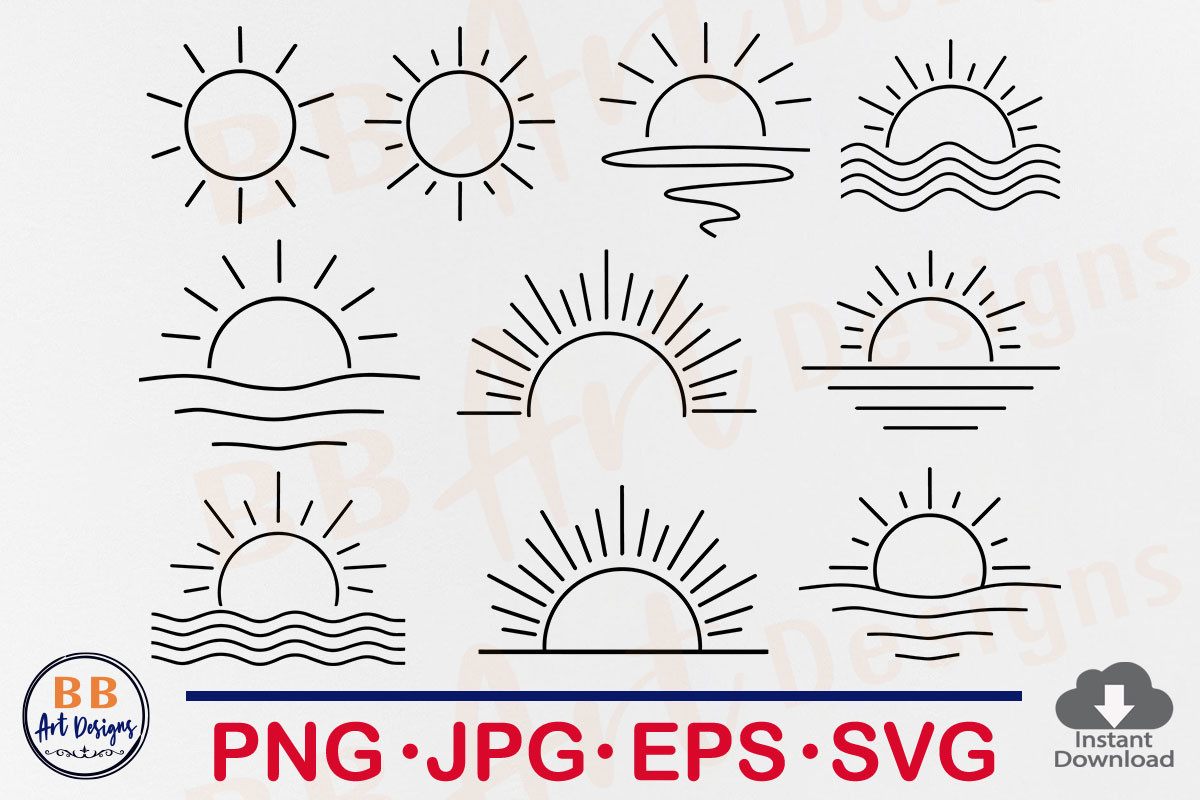 Sun SVG Bundle, Sunrise Clipart Vector Graphic by BB Art Designs ...