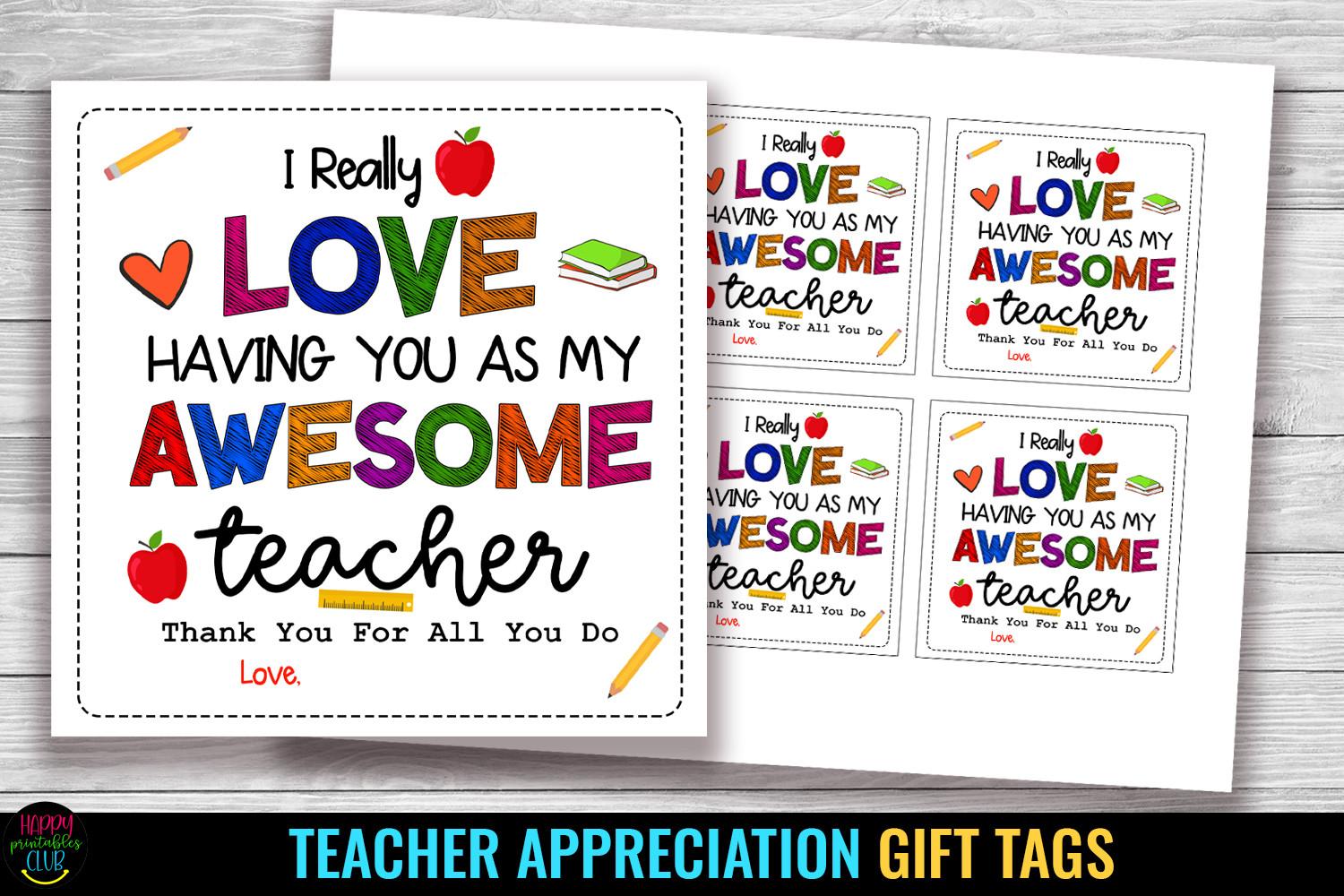 Teacher Appreciation Gift Tags School