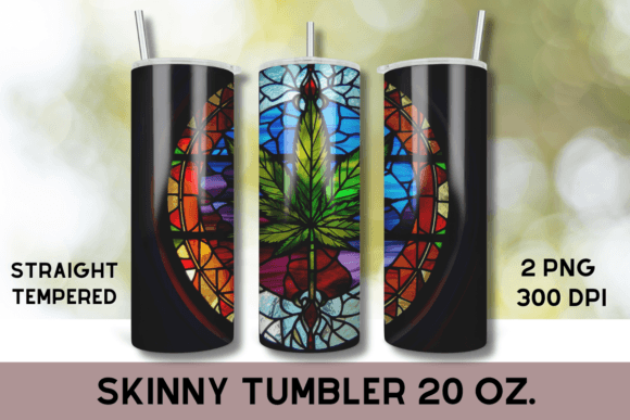 Weed Stained Glass Skinny 20 Oz Graphic AI Graphics By JinnyClipart