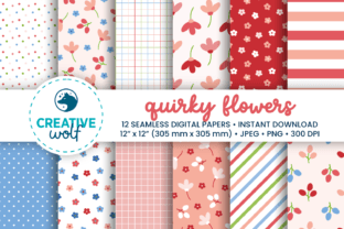 Quirky Spring Flowers Seamless Patterns