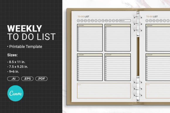 Weekly to Do List Printable Template Graphic by JUNDI · Creative Fabrica