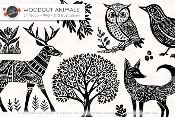 Animals in black and white【ヴィンテージ・木版画集】 Vintage Woodcut Vector Animals Graphic by MelsBrushes · Creative