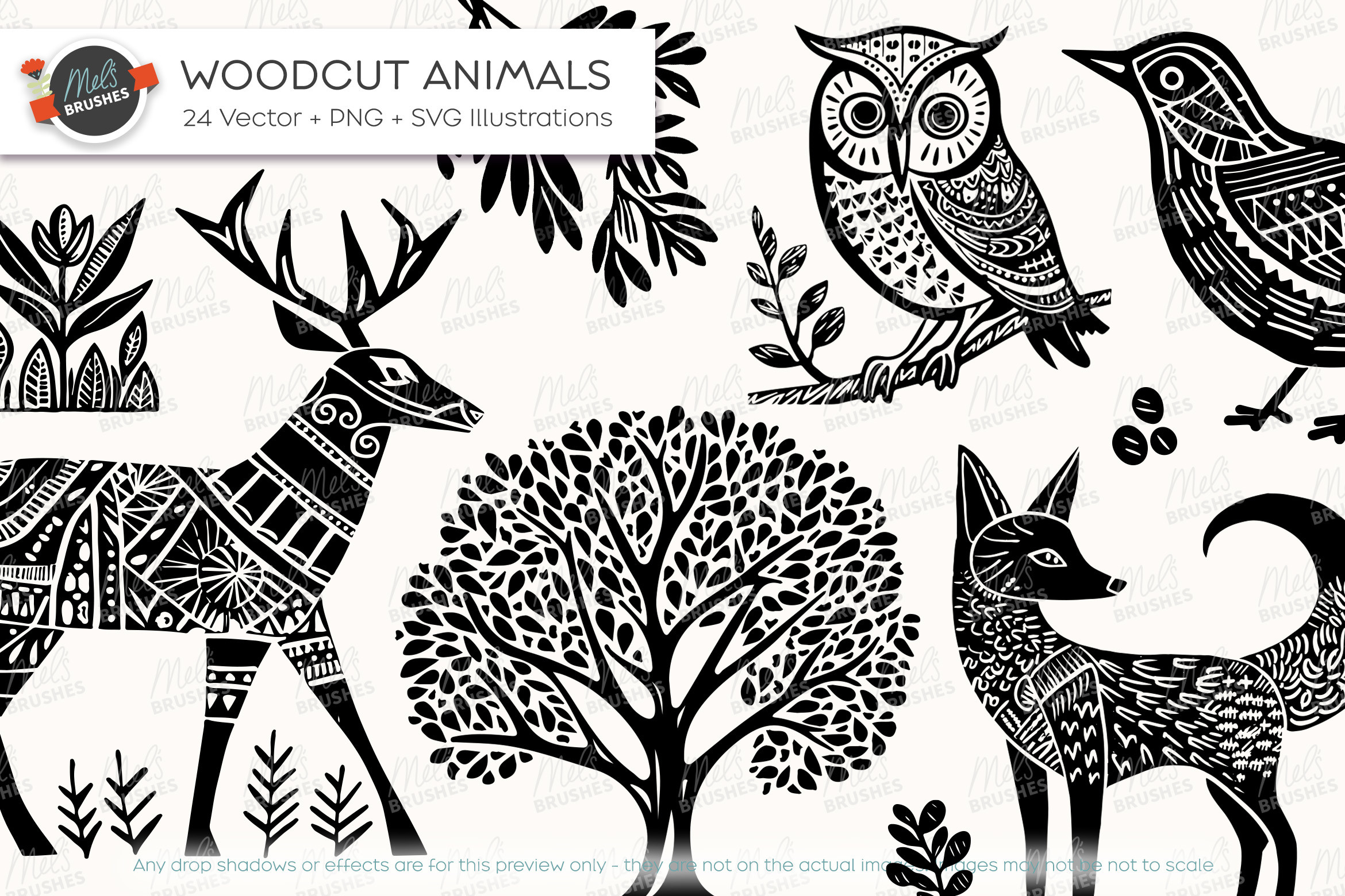 Vintage Woodcut Vector Animals Graphic by MelsBrushes · Creative