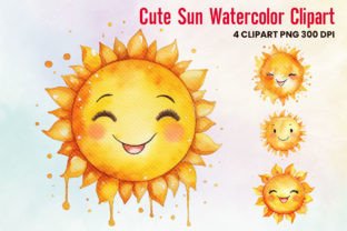 Cute Sun Clipart Watercolor Graphic by xcreativesdesign · Creative Fabrica