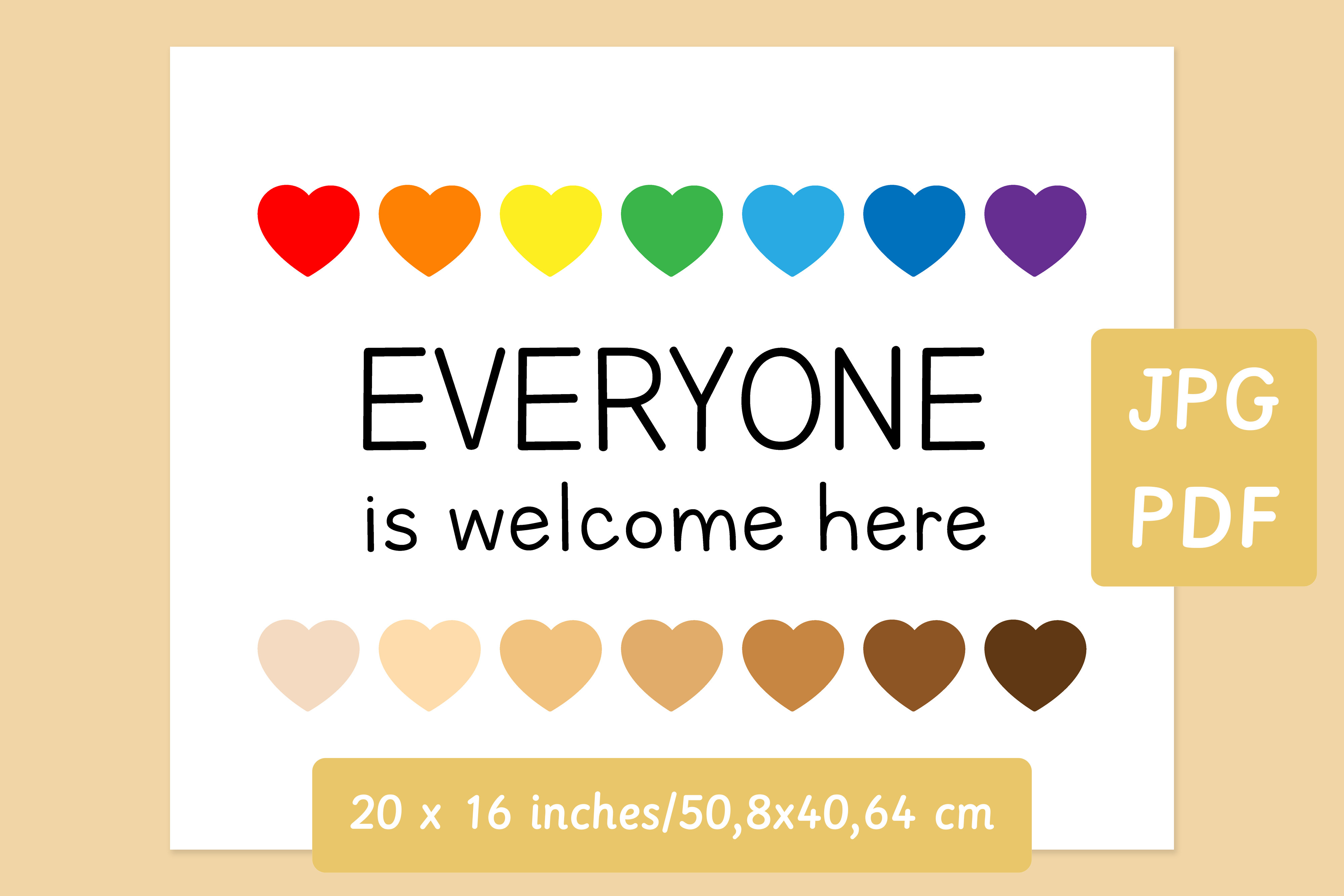 Everyone is Welcome Here Poster Graphic by Let´s go to learn ...
