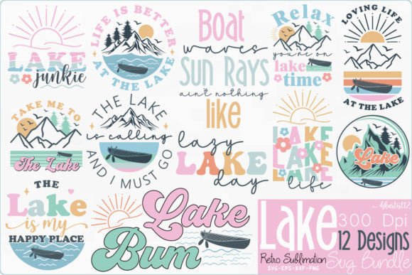 Lake Retro Sublimation SVG Bundle. Graphic by Hkartist12 · Creative Fabrica