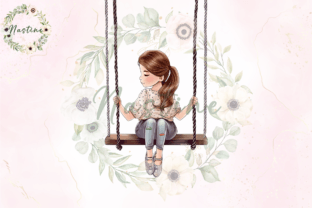 Little Girl on Swing Floral Clipart Graphic by Nastine · Creative Fabrica