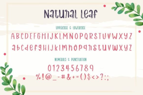 Natural Leaf Font PNG with transparent background - Preview 6