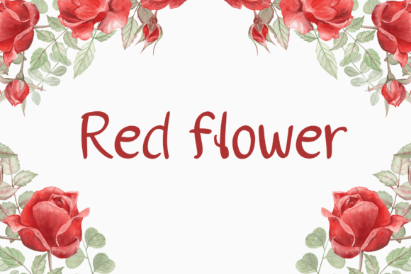 Red Flower Font PNG with transparent background - Preview 5