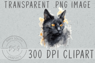 Watercolor Black Cat Clip Art Graphic by Dirty South Graphics ...