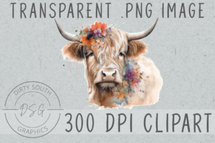 Watercolor Highland Cow Clip Art Graphic by Dirty South Graphics ...