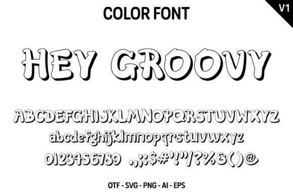 Hey Groovy V1 Font PNG with transparent background - Preview 3