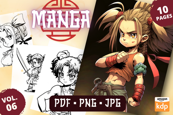 Manga Coloring Book - Vol.06 Graphic by Sahad Stavros Studio · Creative ...