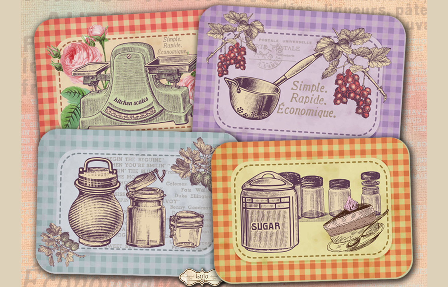 Retro Kitchen Cards [6 Cards] Graphic by luludesignart · Creative Fabrica