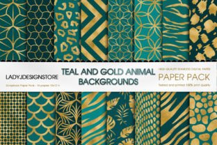 Teal and Gold Animal Digital Paper Graphic by ladyjdesignstore ...