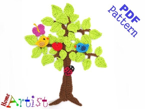 Tree Set Crochet Applique Pattern
