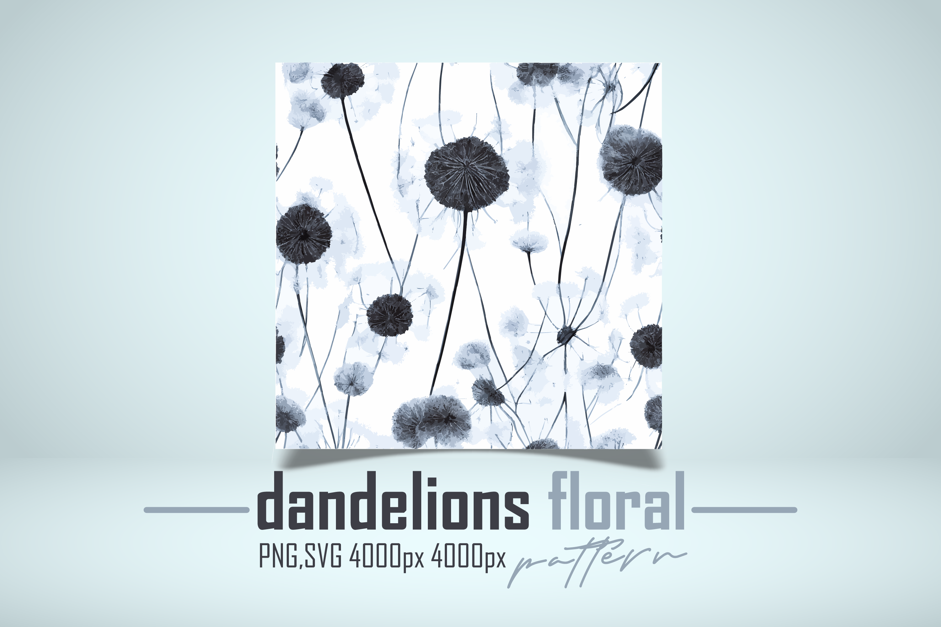 Gray Floral Dandelions Digital Paper Graphic by Creatophics · Creative ...