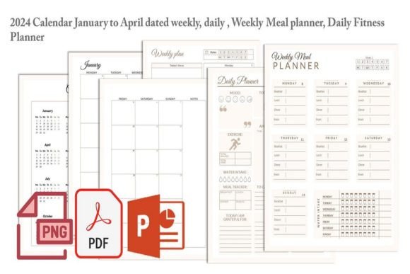 2024 Calendar, Dated Planner Jan to Apr