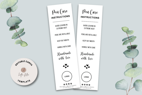 Editable Canva Pen Care Card Template