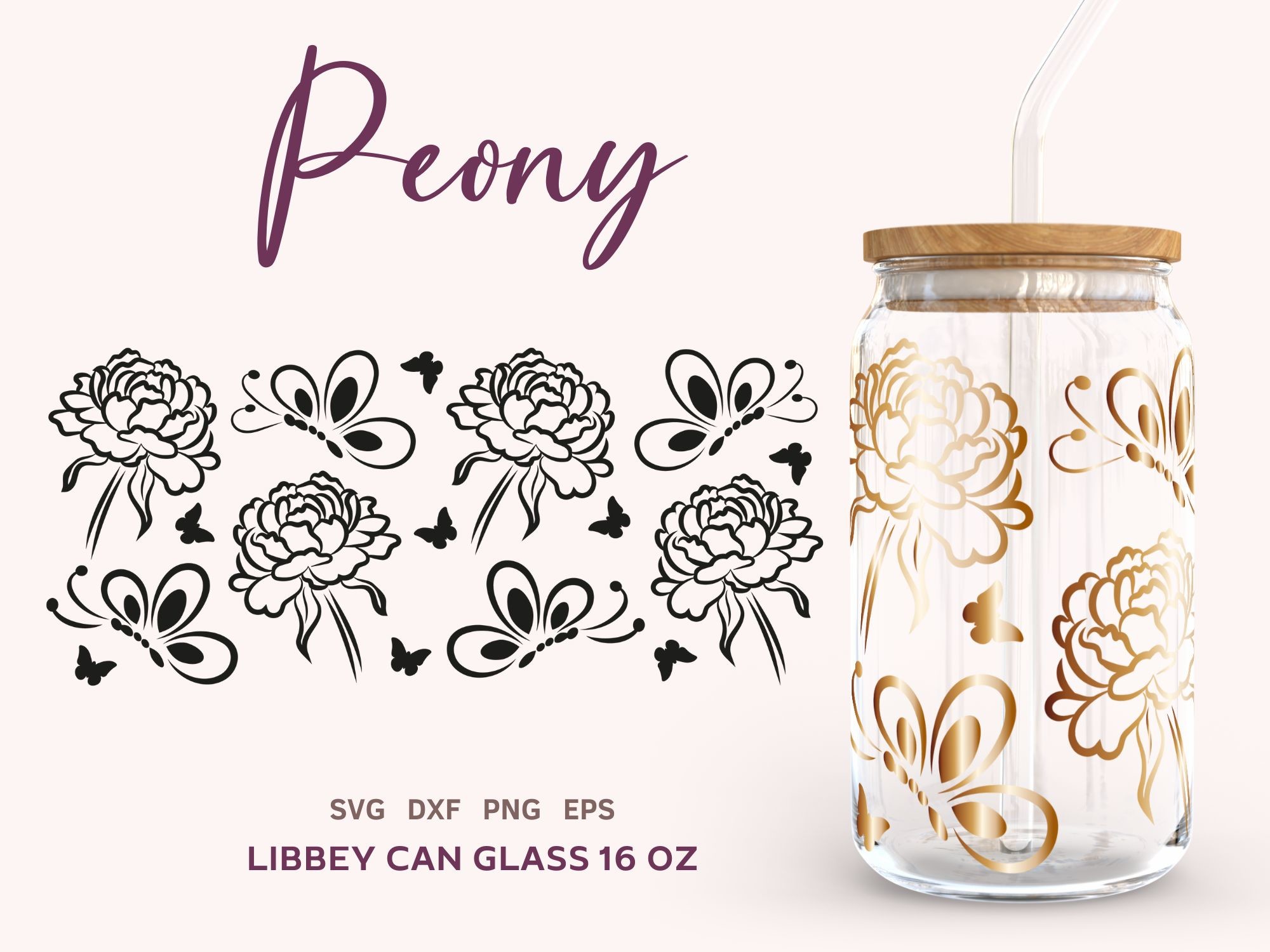 Floral Butterfly SVG Can Glass 16oz Graphic by Lemon Chili · Creative ...
