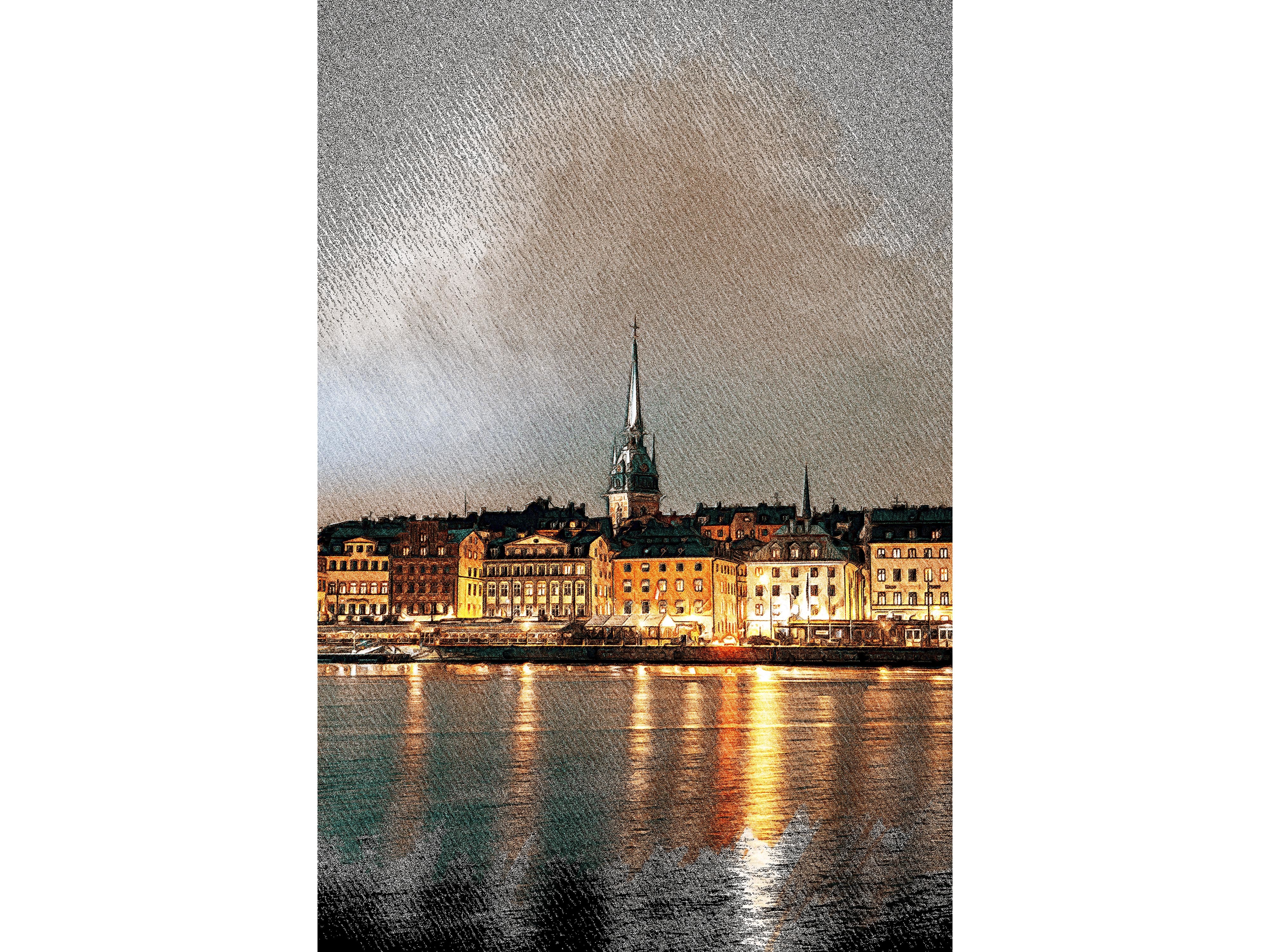 Gamla Stan View Color Pencil Graphic by Poster Boutique · Creative Fabrica