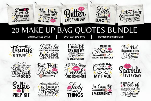 20 Makeup Bag Quotes Bundle