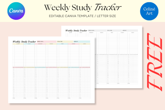 Editable Weekly Study Tracker Canva - Digital