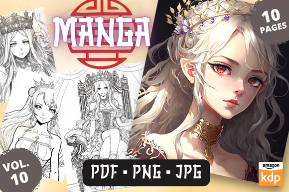 Manga Coloring Book - Vol.10 Graphic by Sahad Stavros Studio · Creative ...