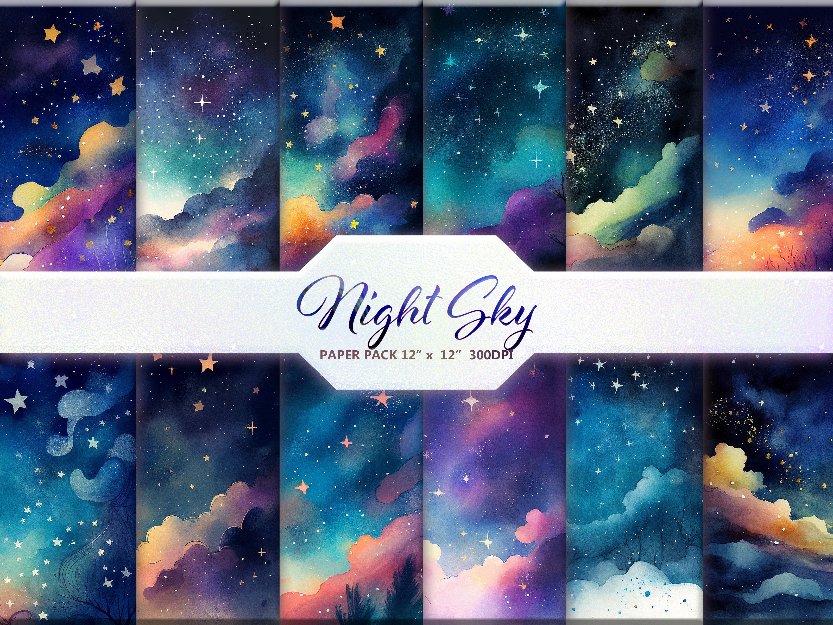 Night Sky Digital Paper Pack Graphic by DifferPP · Creative Fabrica