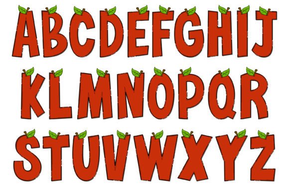 Red Apple Font PNG with transparent background - Preview 1