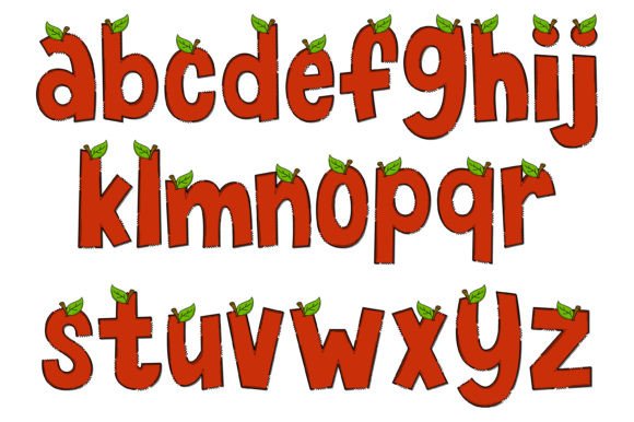 Red Apple Font PNG with transparent background - Preview 2