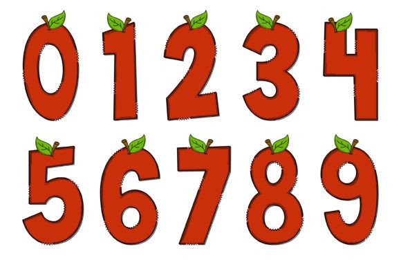 Red Apple Font PNG with transparent background - Preview 3