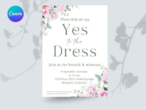 Help Me Say Yes to the Dress Invitation Afbeelding door EvaTemplates   Creative Fabrica