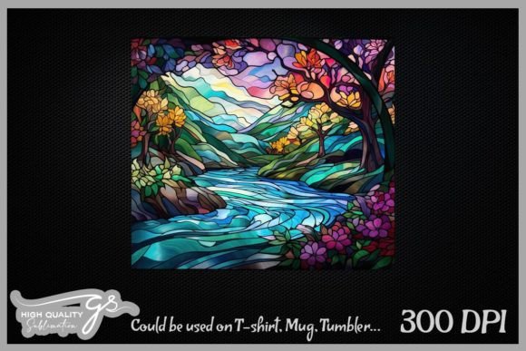 Tranquil River Rapids Stained Glass