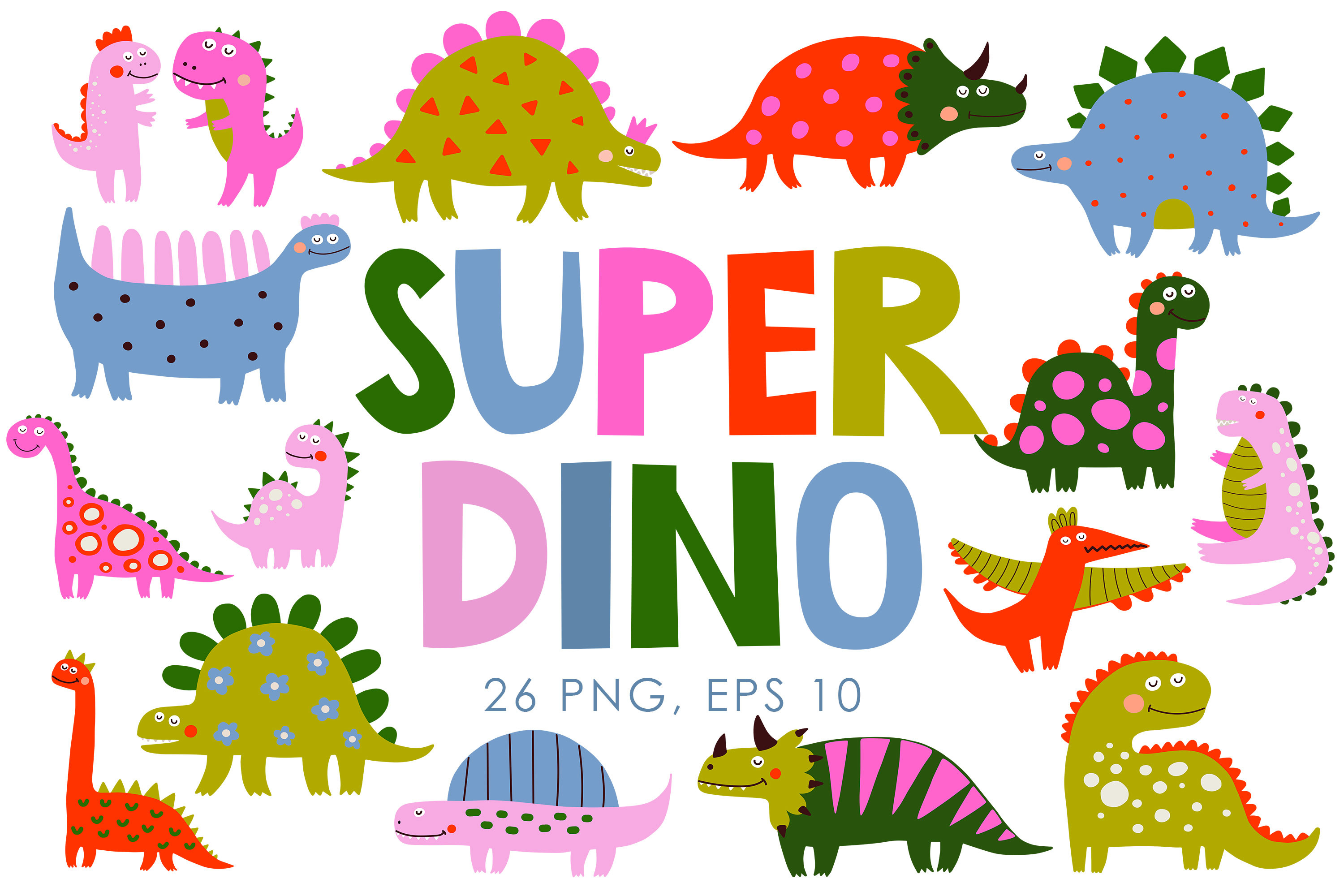 Vector Cute Dinosaurs Clipart