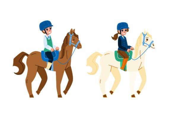 Horseback Riding Kid Vector