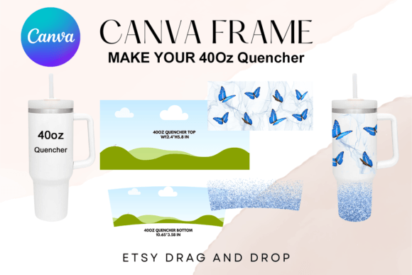 40oz Quencher Tumbler Canva Template