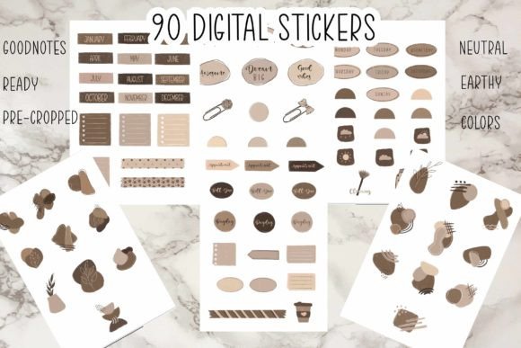 90 Digital Planner Stickers GoodNotes