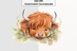 Baby Highland Cow Watercolor Clipart Graphic by Rabbyx · Creative Fabrica