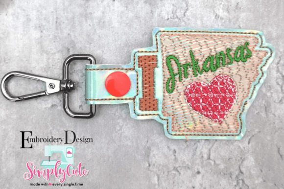 I Love Arkansas ITH Snap Tab Keychain