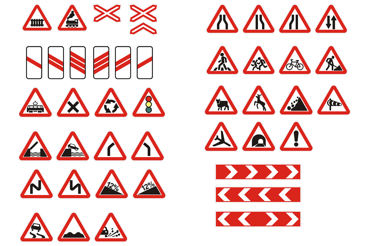Red Traffic Road Signs Icon Set Graphic by Actart Designs · Creative ...