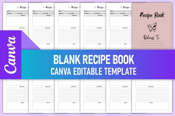 Blank Recipe Book Canva Template KDP interior document