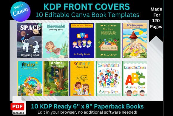 Canva editable book front covers in 6 by 9 inch format