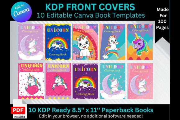 Editable Canva book front cover templates for 8.5 by 11 inch KDP projects