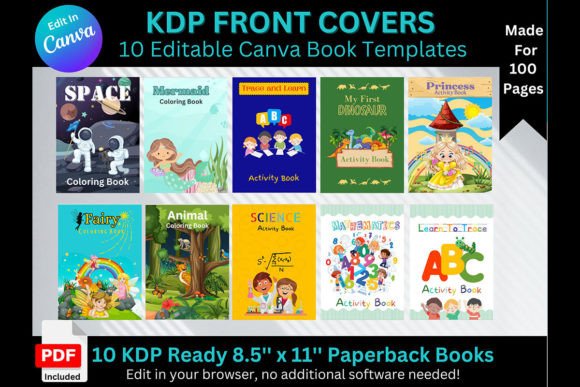 Editable Canva 8.5 by 11 inch paperback front cover templates