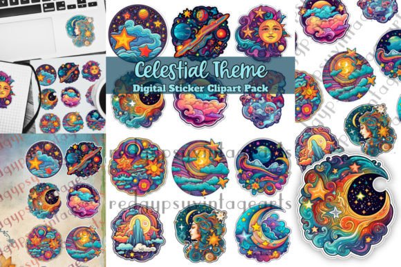 Celestial Digital Stickers Clipart Pack
