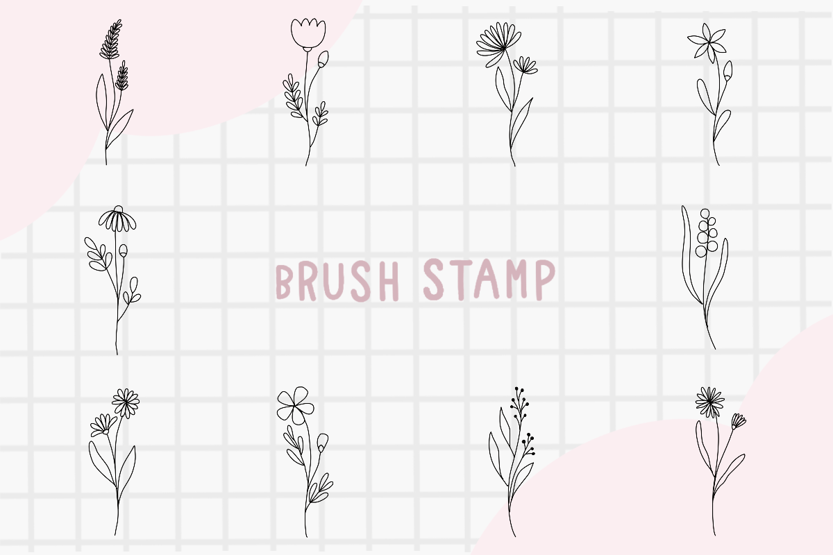 Line Art Floral Brush Stamp Procreate Graphic by KookjungStudio ...