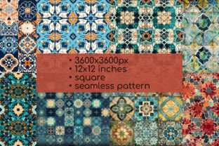 Moroccan Tiles Digital Paper Backgrounds Graphic by Red Gypsy Vintage ...