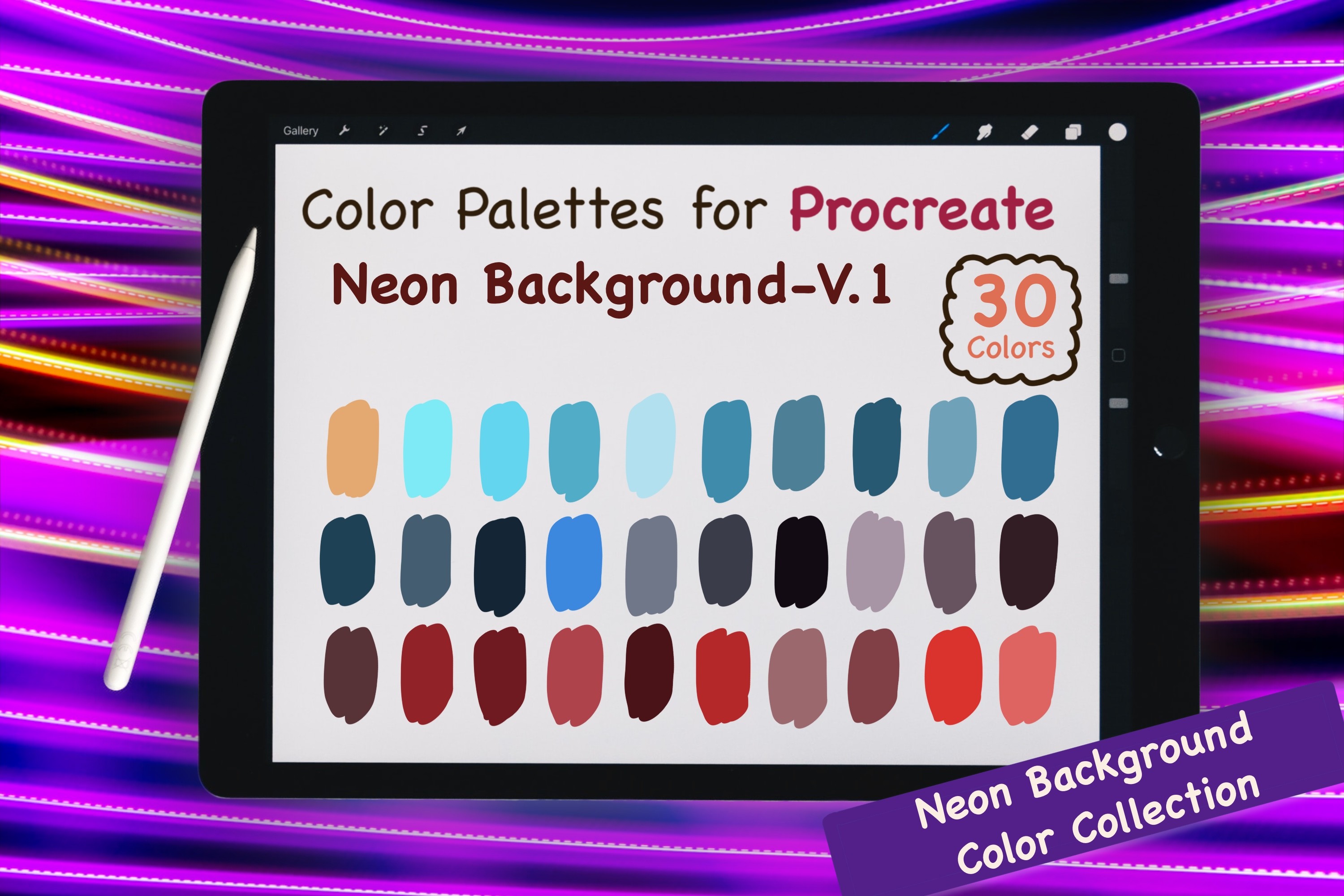 Procreate Color Palettes-Neon V.1 Graphic by jennythip · Creative Fabrica